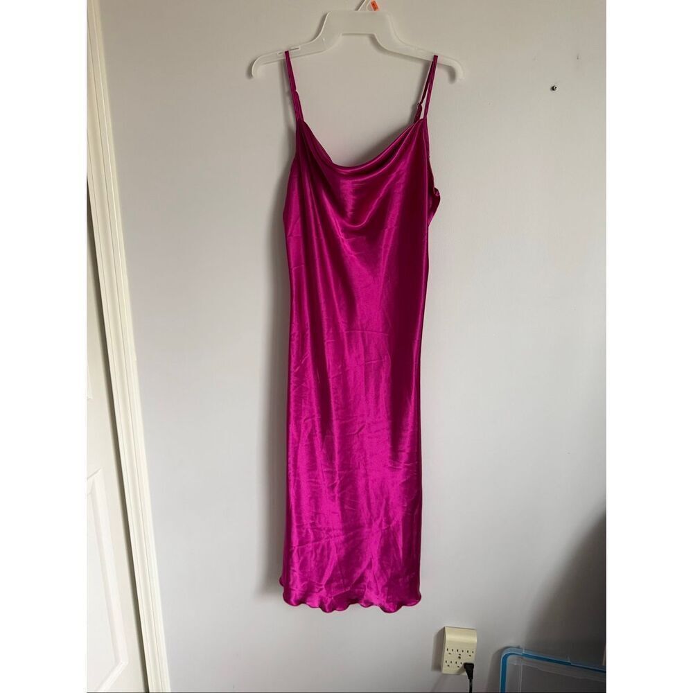 Bebe Vintage Magenta Pink Slip Midi Dress